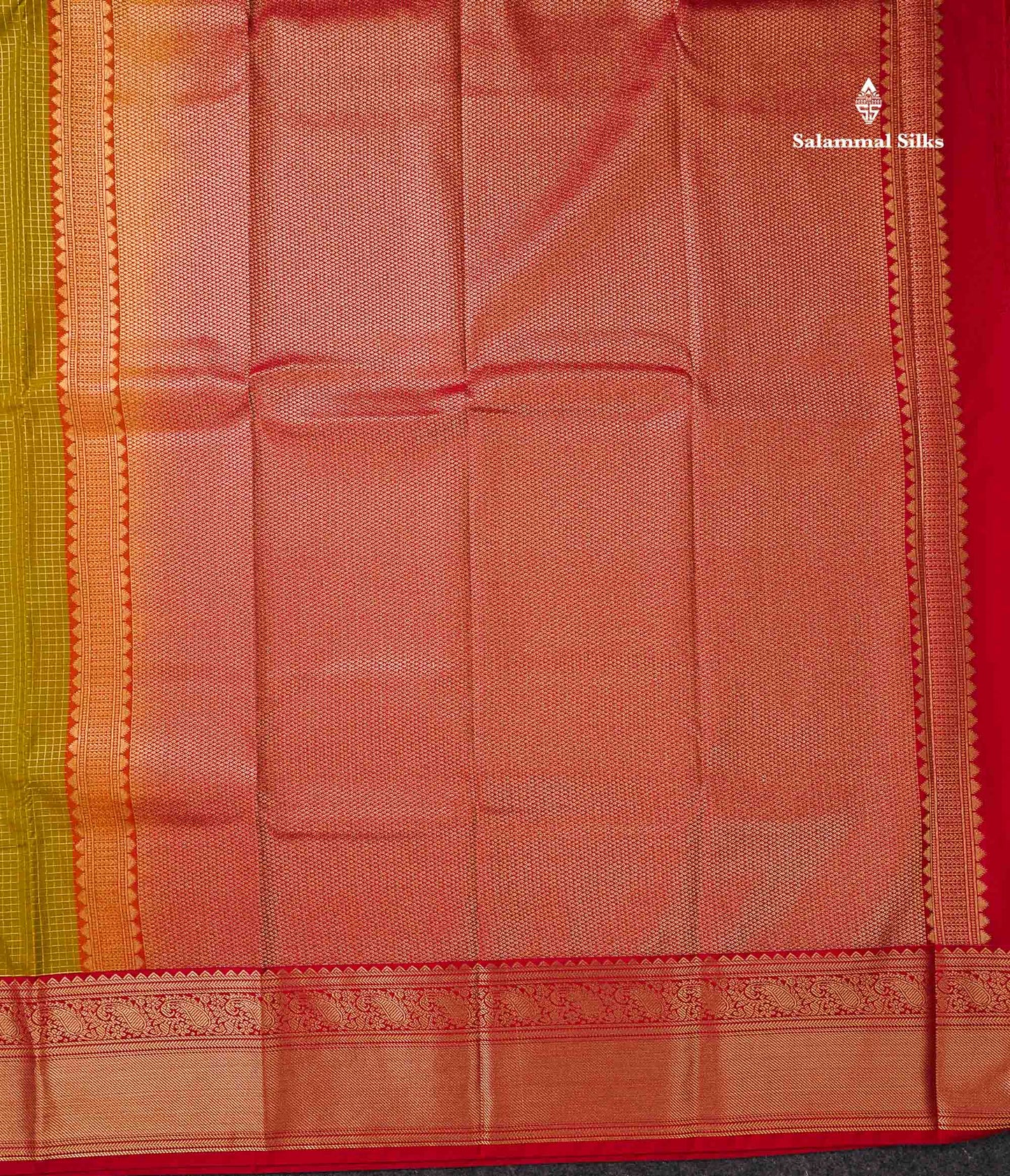 Semi Silk Saree - Light Rexona Green Butta With Small Checks Along With Contrast Pink Traditional Border