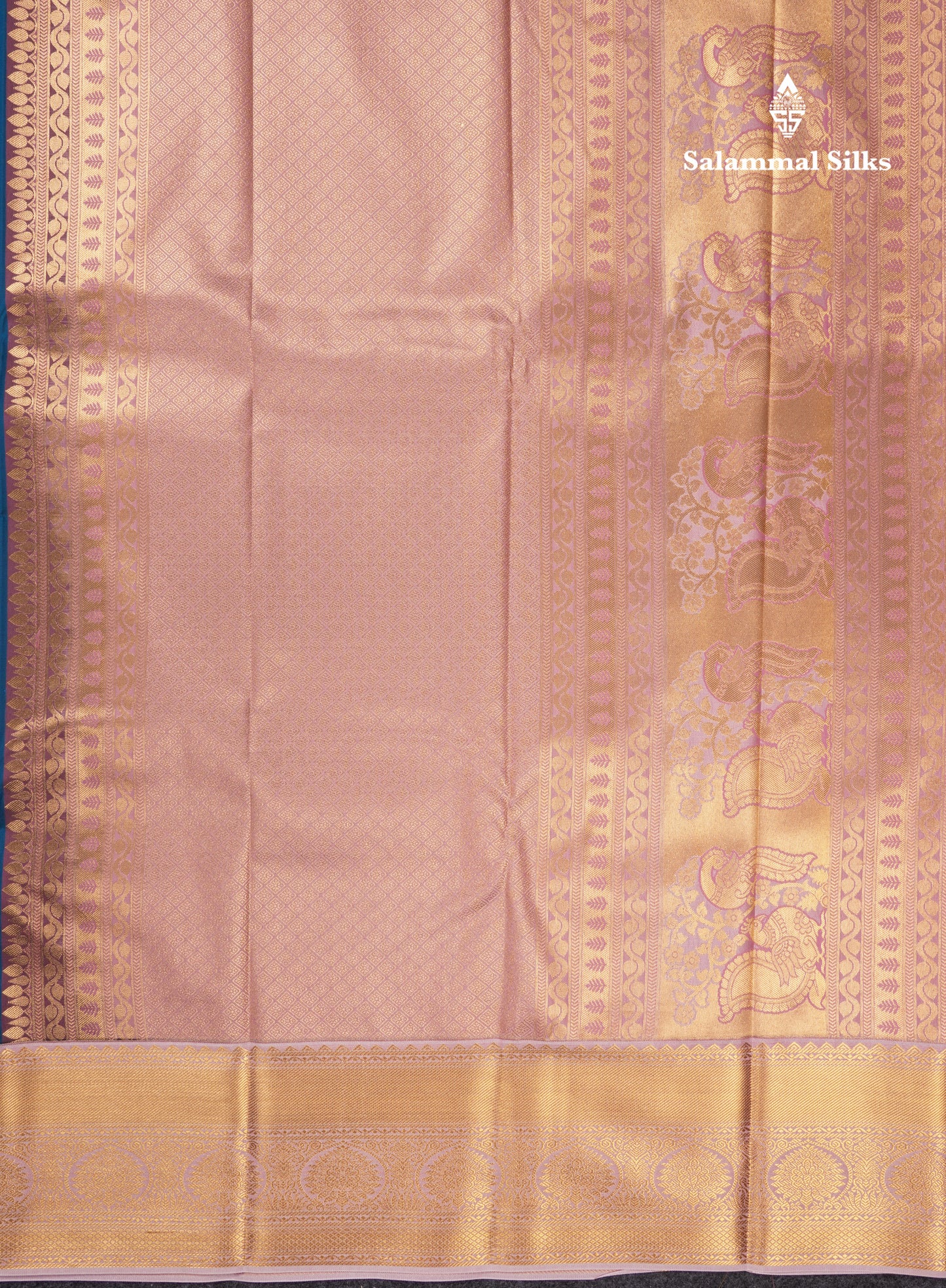 Peacock Blue Semi Silk Saree With Contrast Baby Pink Blouse