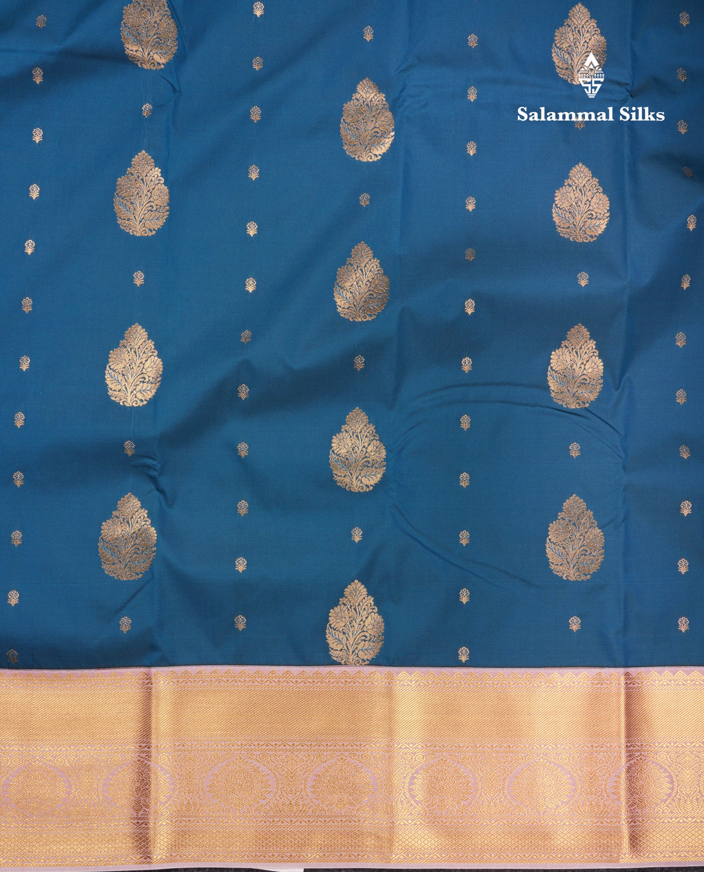 Peacock Blue Semi Silk Saree With Contrast Baby Pink Blouse