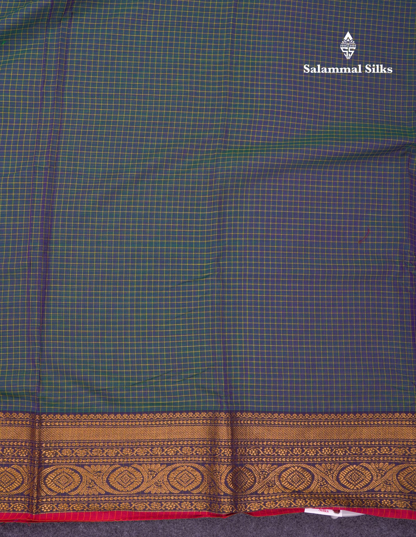 Beautiful Pista Green Small Checks Pure Cotton Saree With Traditional Evening Morning Border