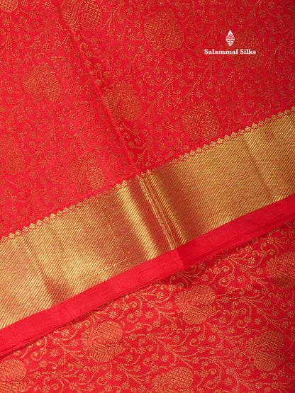Pure Zari Bridal Red Pure Kanjivaram Silk Saree With Gold Zari Border