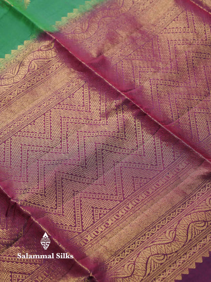 Beautiful Peacock Blue PureMix Kanjivaram Soft Silk Saree With Contrast Violet Blue Fancy Border