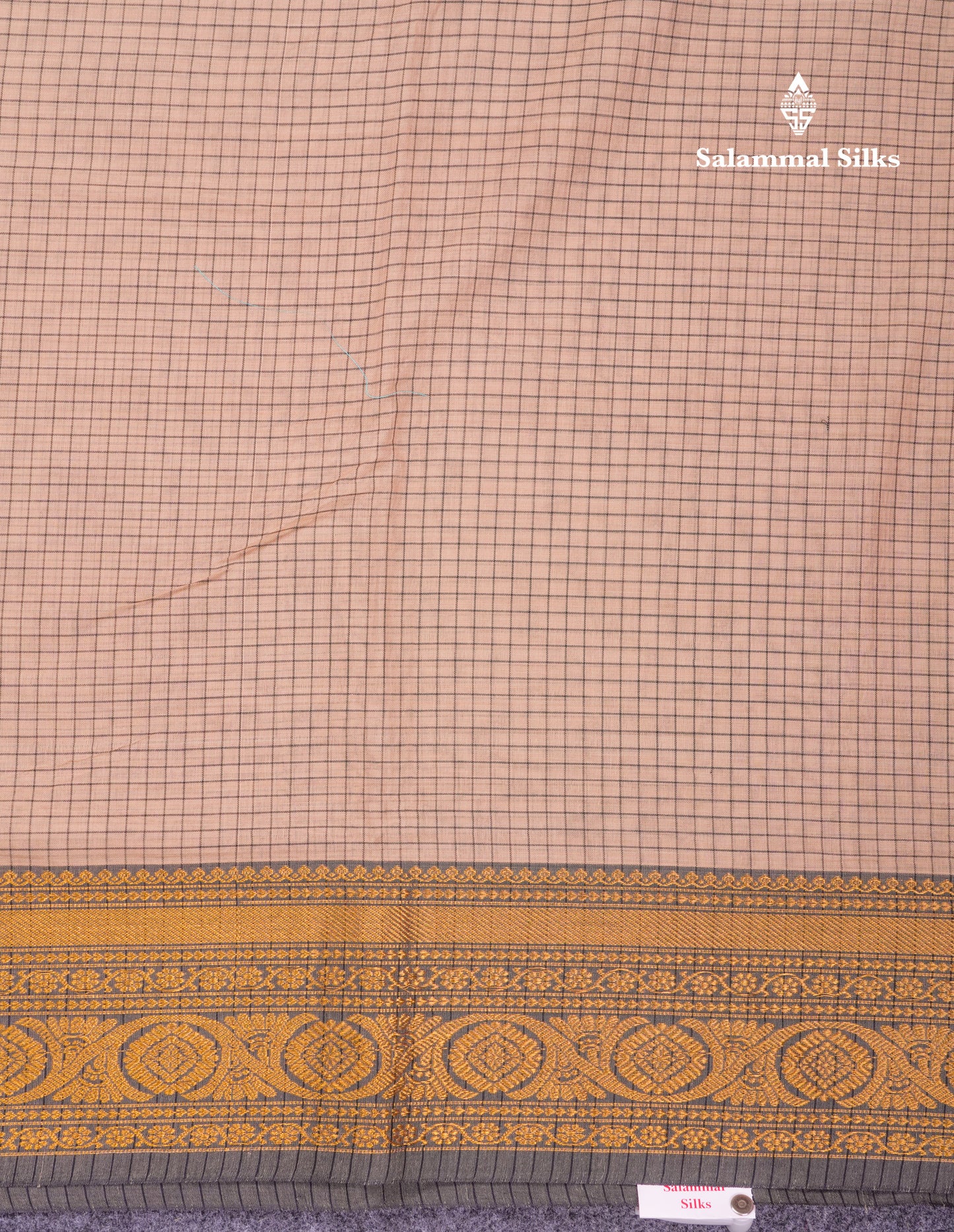 Beautiful Pista Green Small Checks Pure Cotton Saree With Traditional Evening Morning Border