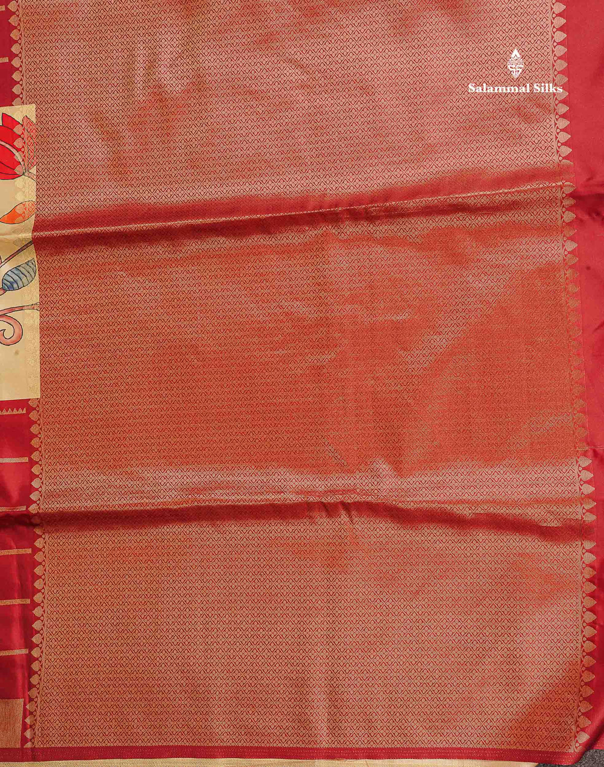 Soft Semi Mysore Silk Saree - Maroon Colour Body With Kalamkari Design & Blouse