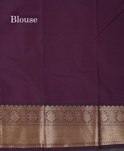 Semi Silk Saree - Pink Butta With Tiny Vaira Oosi Checks Along With Contrast Dark Purple Traditional Border