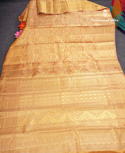 Beautiful Sandal Meenakari Work Bridal Pure Kanjivaram Silk Saree