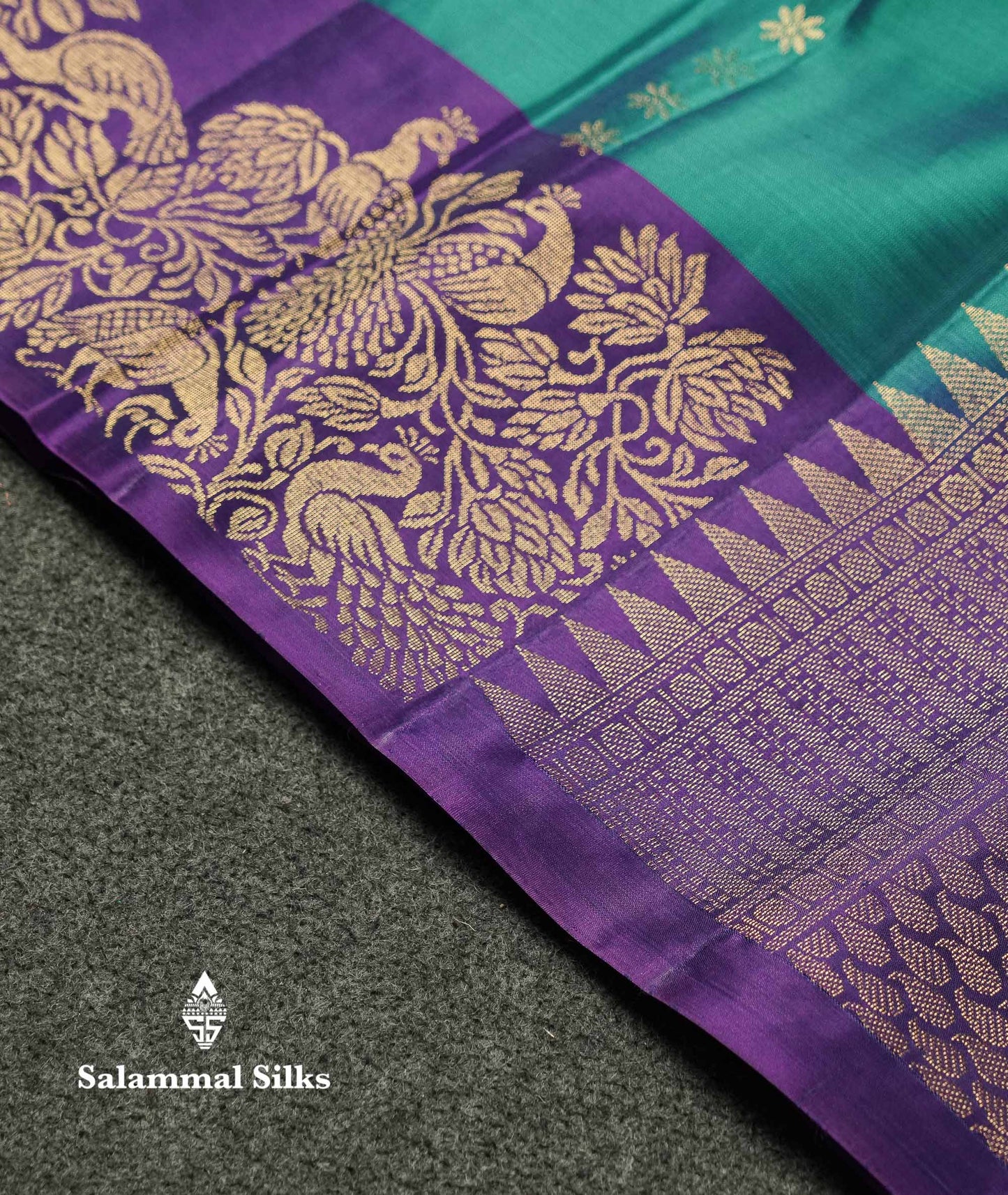 Beautiful Mustard Yellow PureMix Kanjivaram Soft Silk Saree With Contrast Violet Vanasingaram Fancy Border