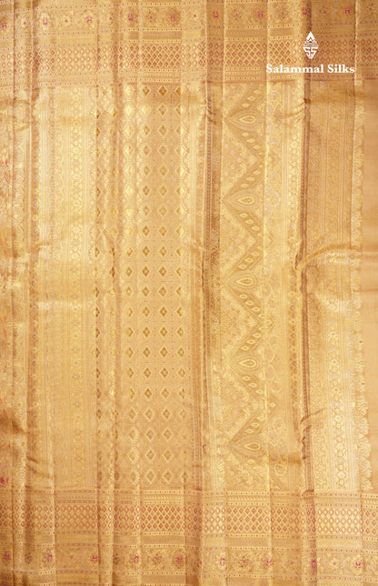 Beautiful Sandal Meenakari Work Bridal Pure Kanjivaram Silk Saree