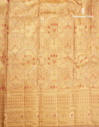 Beautiful Sandal Meenakari Work Bridal Pure Kanjivaram Silk Saree