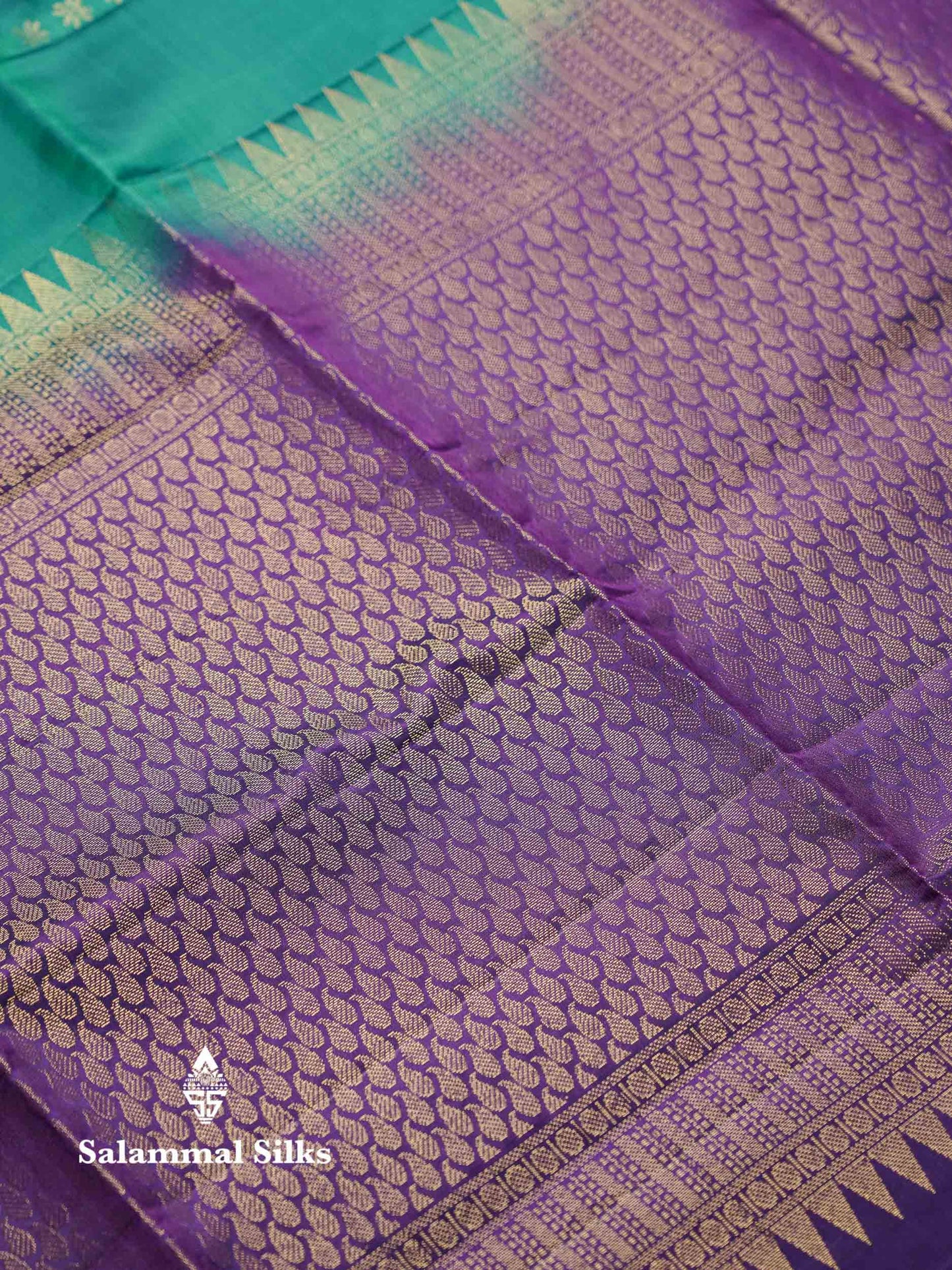Beautiful Mustard Yellow PureMix Kanjivaram Soft Silk Saree With Contrast Violet Vanasingaram Fancy Border