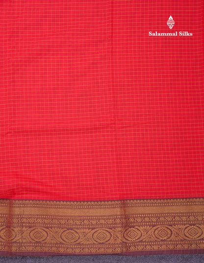 Beautiful Pista Green Small Checks Pure Cotton Saree With Traditional Evening Morning Border