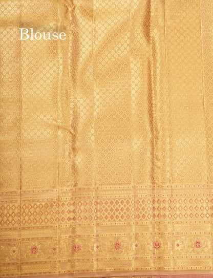Beautiful Sandal Meenakari Work Bridal Pure Kanjivaram Silk Saree