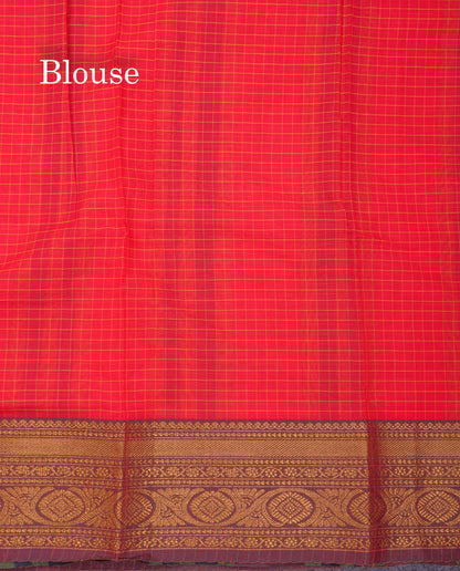 Beautiful Pista Green Small Checks Pure Cotton Saree With Traditional Evening Morning Border