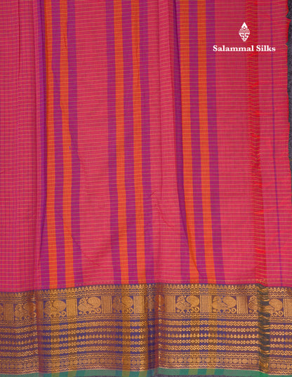 Beautiful Pista Green Small Checks Pure Cotton Saree With Traditional Evening Morning Border