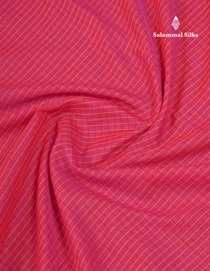 Beautiful Pista Green Small Checks Pure Cotton Saree With Traditional Evening Morning Border