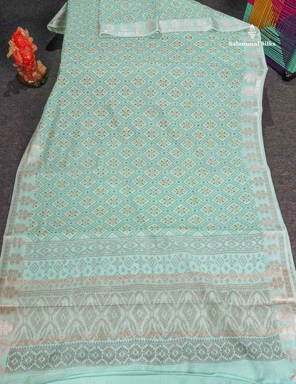 Cotton Mix Saree -  Light Rexona Green Priented Design Along With Fancy Border