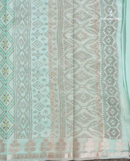 Cotton Mix Saree -  Light Rexona Green Priented Design Along With Fancy Border