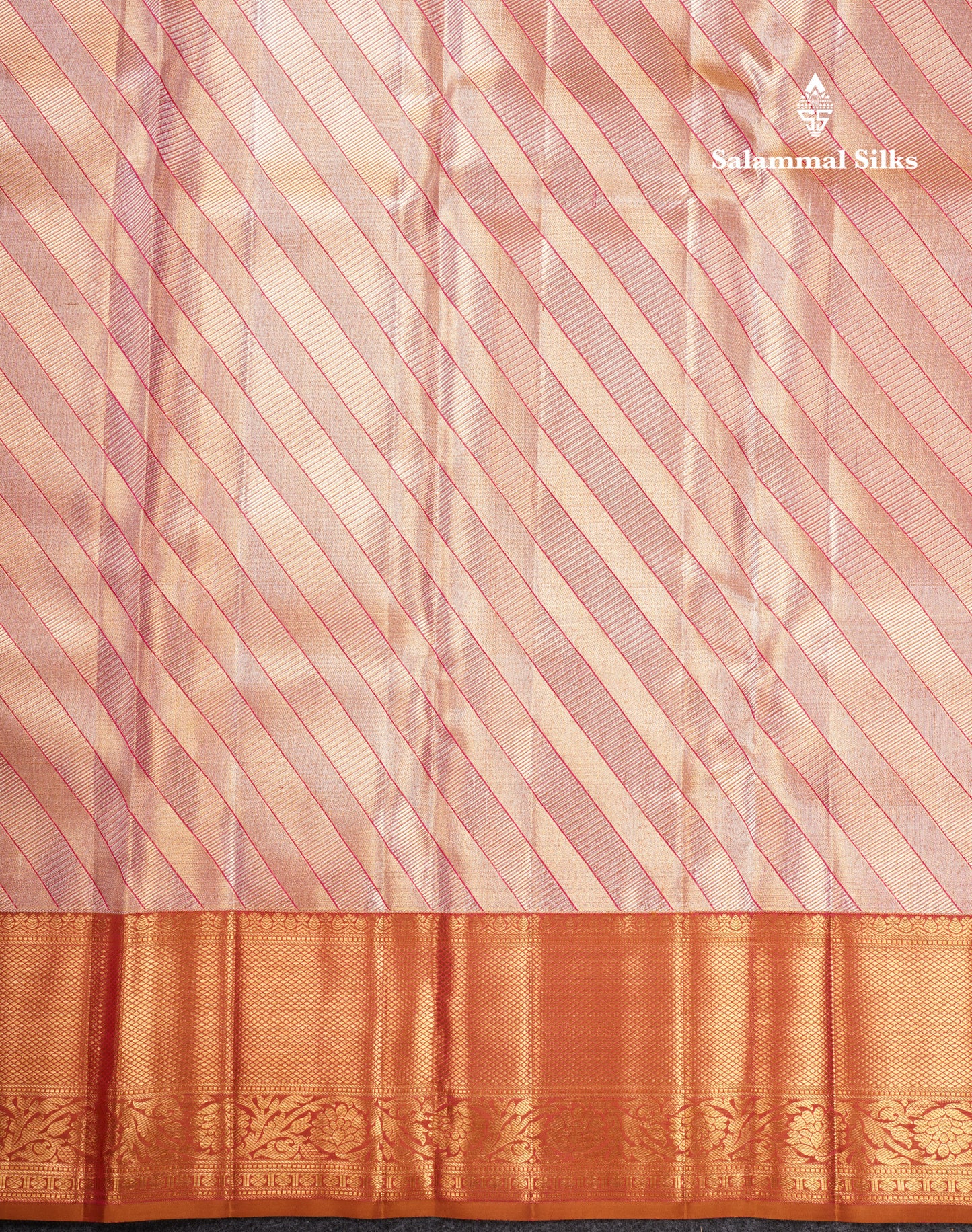 Beautiful Gold & Red Tissue Bridal Pure Kanjivaram Silk Saree With Contrast Brown Broder
