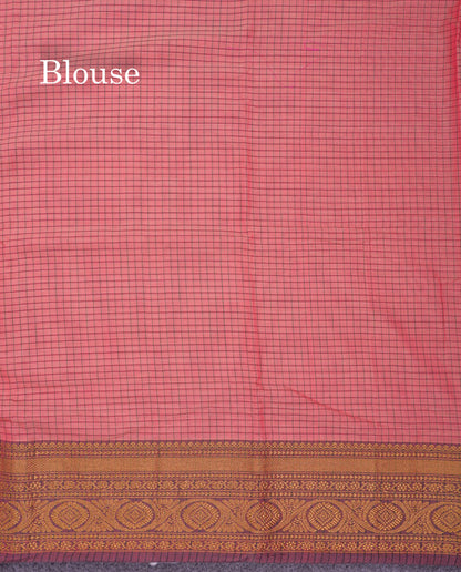 Beautiful Pista Green Small Checks Pure Cotton Saree With Traditional Evening Morning Border