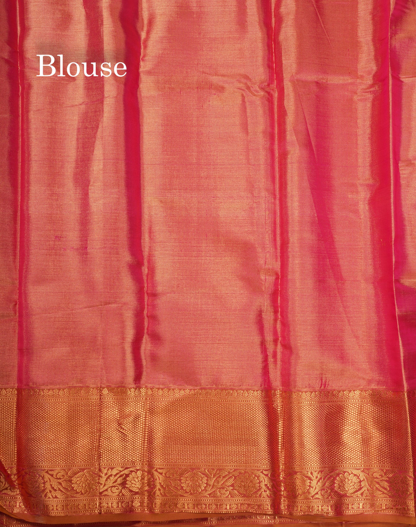 Beautiful Gold & Red Tissue Bridal Pure Kanjivaram Silk Saree With Contrast Brown Broder