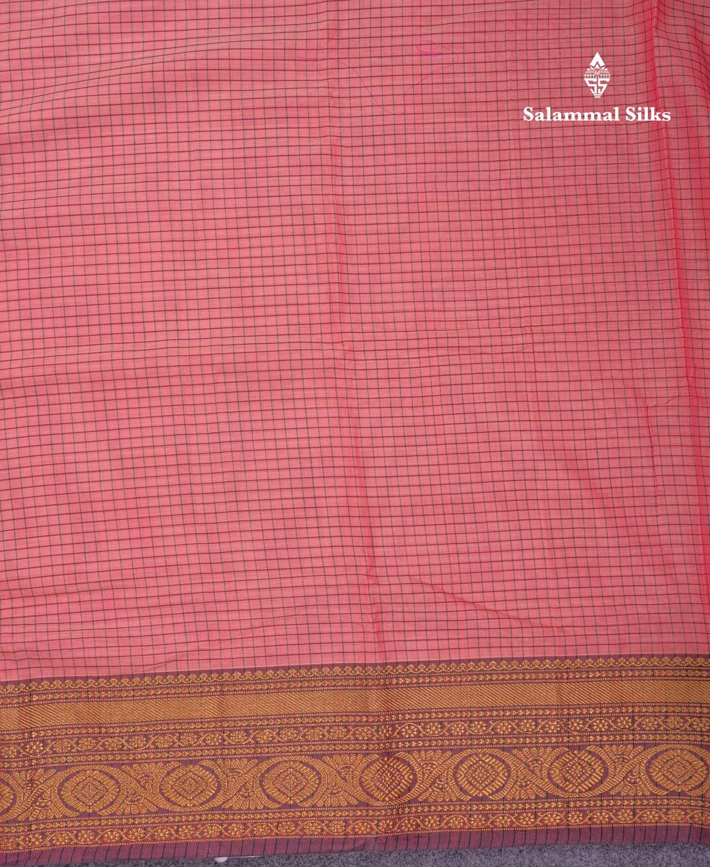 Beautiful Pista Green Small Checks Pure Cotton Saree With Traditional Evening Morning Border