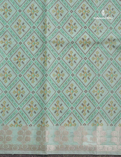 Cotton Mix Saree -  Light Rexona Green Priented Design Along With Fancy Border