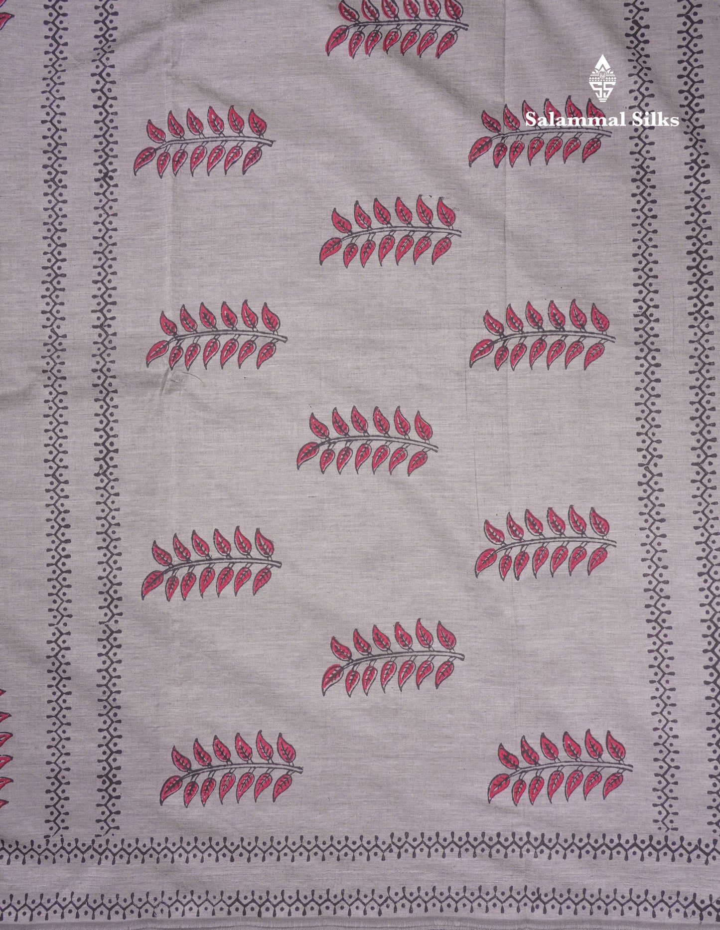 Beautiful Light Grey South Cotton Printed Saree With Contrast Reddish Maroon Blouse