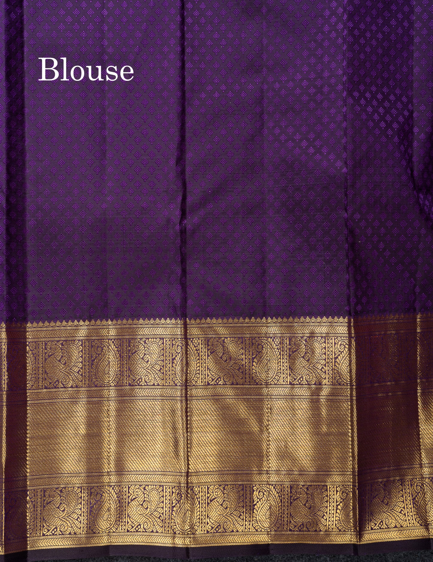 Beautiful Violet Chakaram & Mayil Butta Checks Bridal 2G Pure Kanjivaram Silk Saree With Traditional Evening Morning Border
