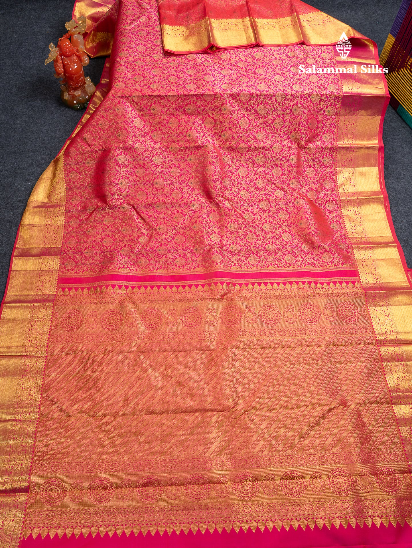 Beautiful Dual Tone Pink Menakari Work Bridal Pure Kanjivaram Silk Saree With Traditional Border