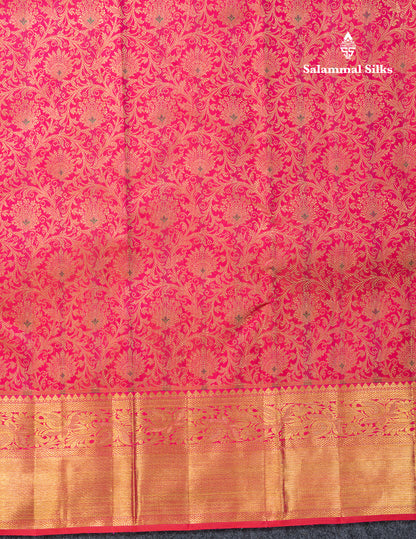 Beautiful Dual Tone Pink Menakari Work Bridal Pure Kanjivaram Silk Saree With Traditional Border