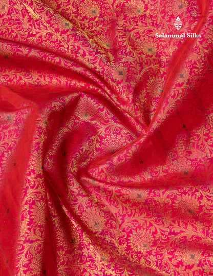Beautiful Dual Tone Pink Menakari Work Bridal Pure Kanjivaram Silk Saree With Traditional Border