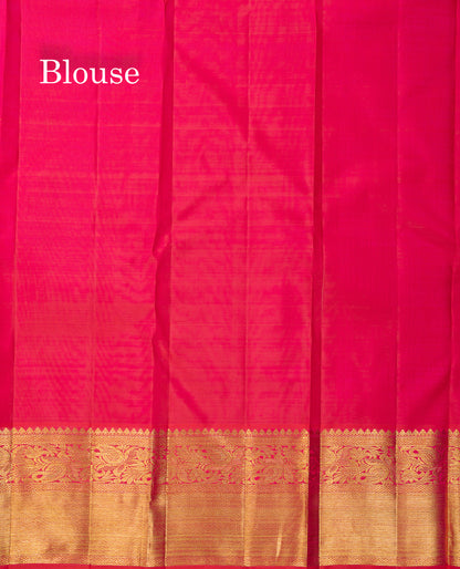 Beautiful Dual Tone Pink Menakari Work Bridal Pure Kanjivaram Silk Saree With Traditional Border
