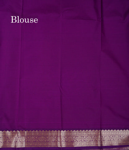 Semi Silk Saree - Light Rexona Butta With Checks Along With Contrast Dark Purple Traditional Small Border