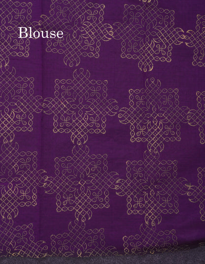 Beautiful Parrot Green South Cotton Printed Saree With Contrast Vadamalli Blouse