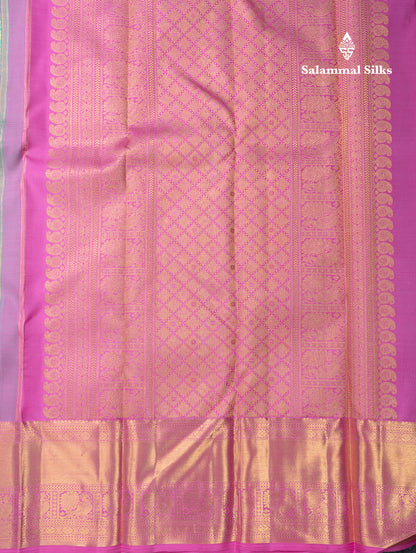 Beautiful Rexona Green Bridal 2G Pure Kanjivaram Silk Saree With Contrast Pink Traditional Evening Morning Border