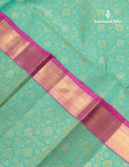 Beautiful Rexona Green Bridal 2G Pure Kanjivaram Silk Saree With Contrast Pink Traditional Evening Morning Border