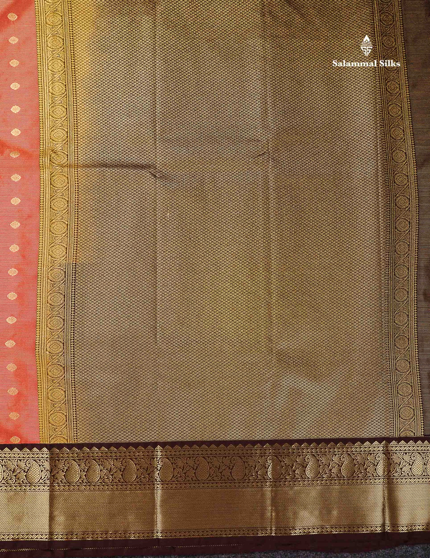 Semi Silk Saree - Light Lavender Traditional Buttas With Vaira Oosi Lines Along With Contrast Dark Brown Border