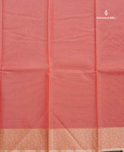 Cotton Mix Saree - Peach Colour Body With Fancy Thread Work Border