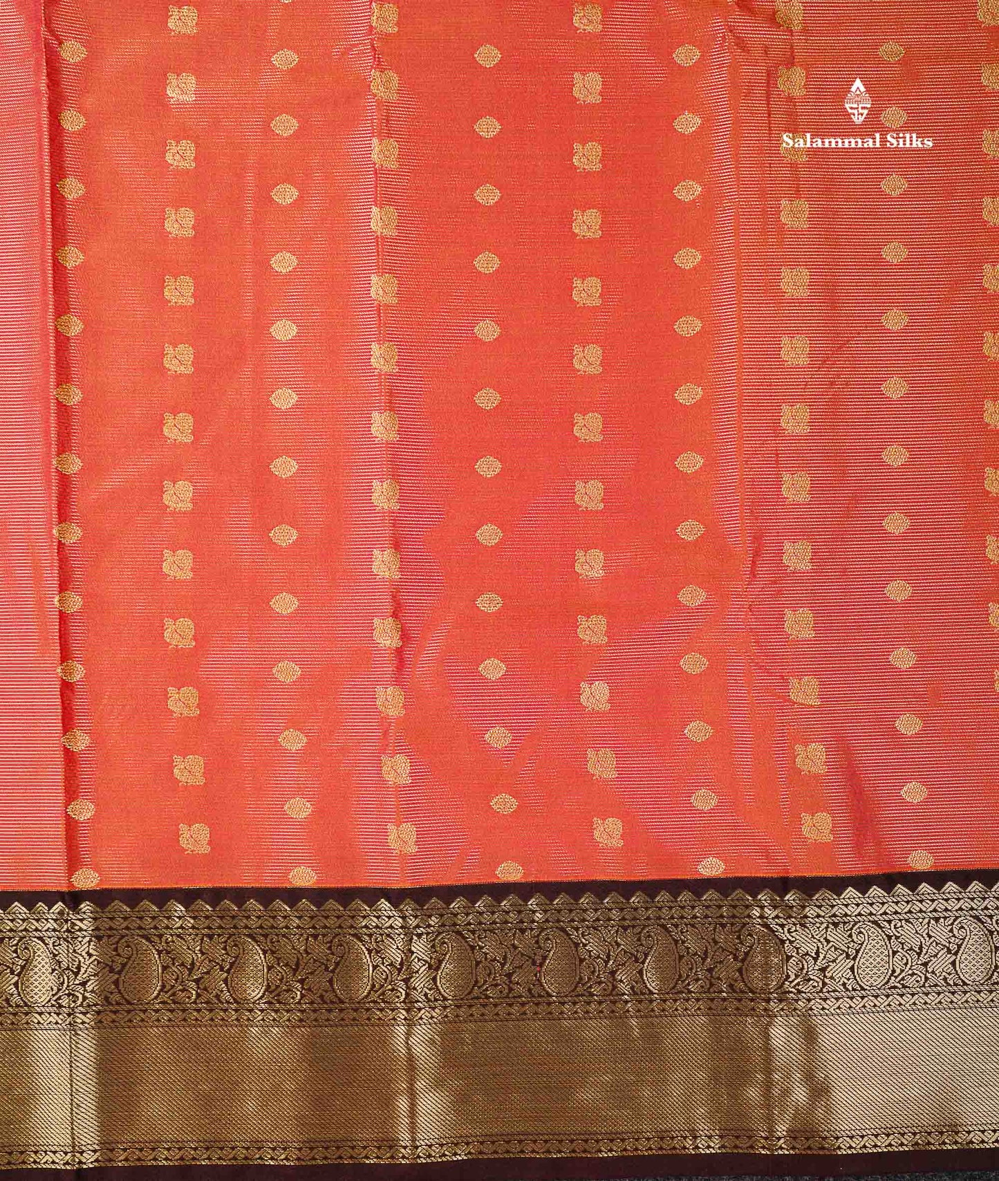 Semi Silk Saree - Light Lavender Traditional Buttas With Vaira Oosi Lines Along With Contrast Dark Brown Border