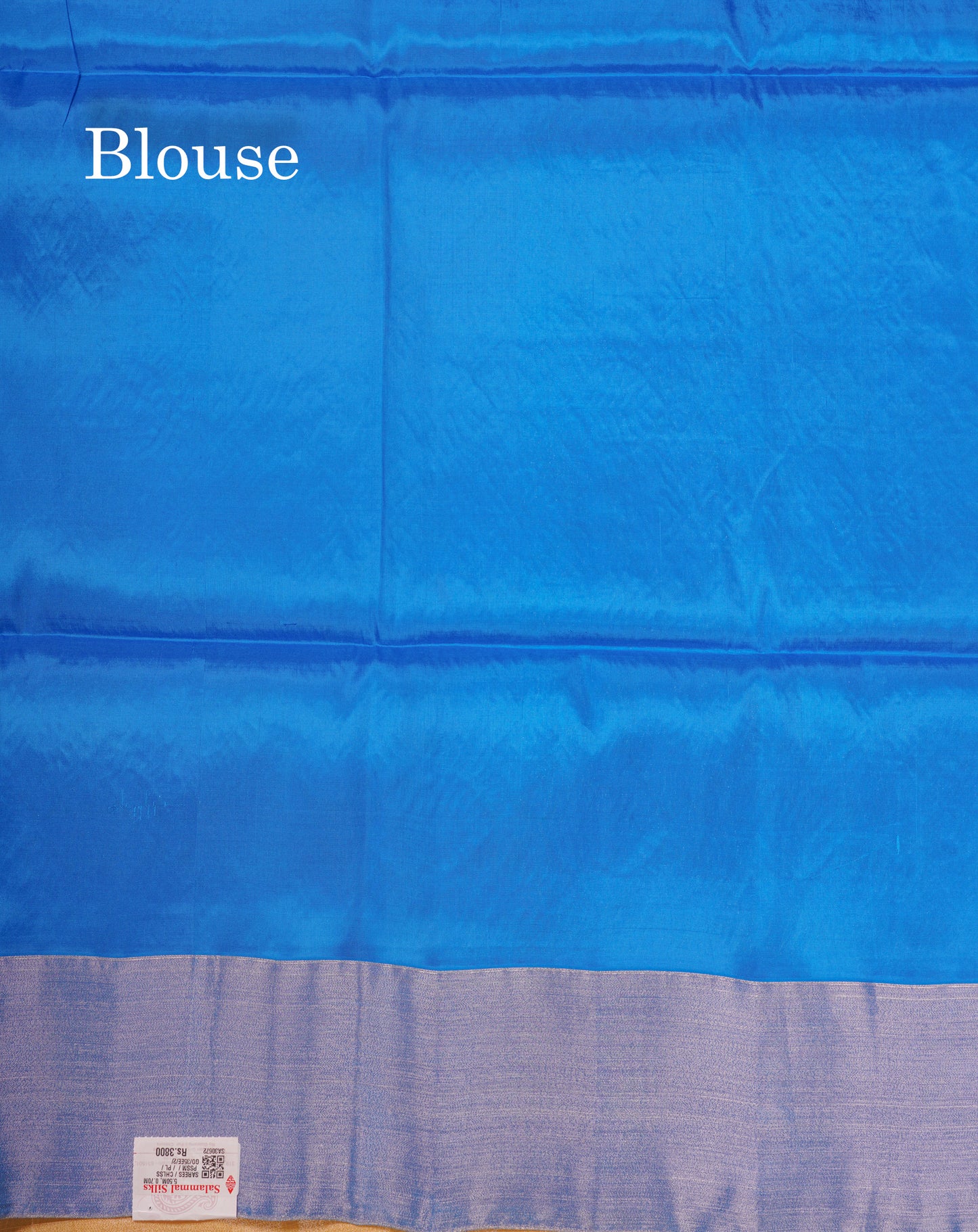 Sandal Pochampally Design Pure Silk Mix Soft Silk Saree With Contrast Blue Blouse