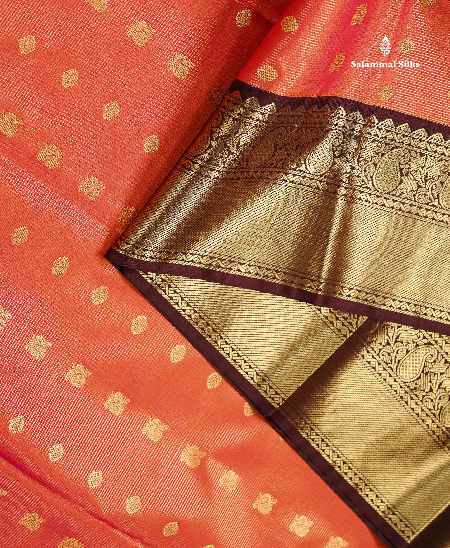 Semi Silk Saree - Light Lavender Traditional Buttas With Vaira Oosi Lines Along With Contrast Dark Brown Border