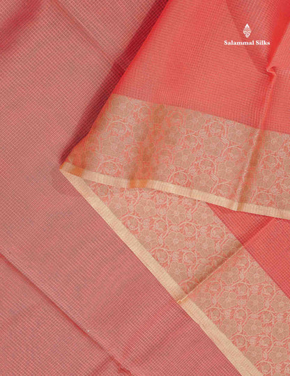Cotton Mix Saree - Peach Colour Body With Fancy Thread Work Border