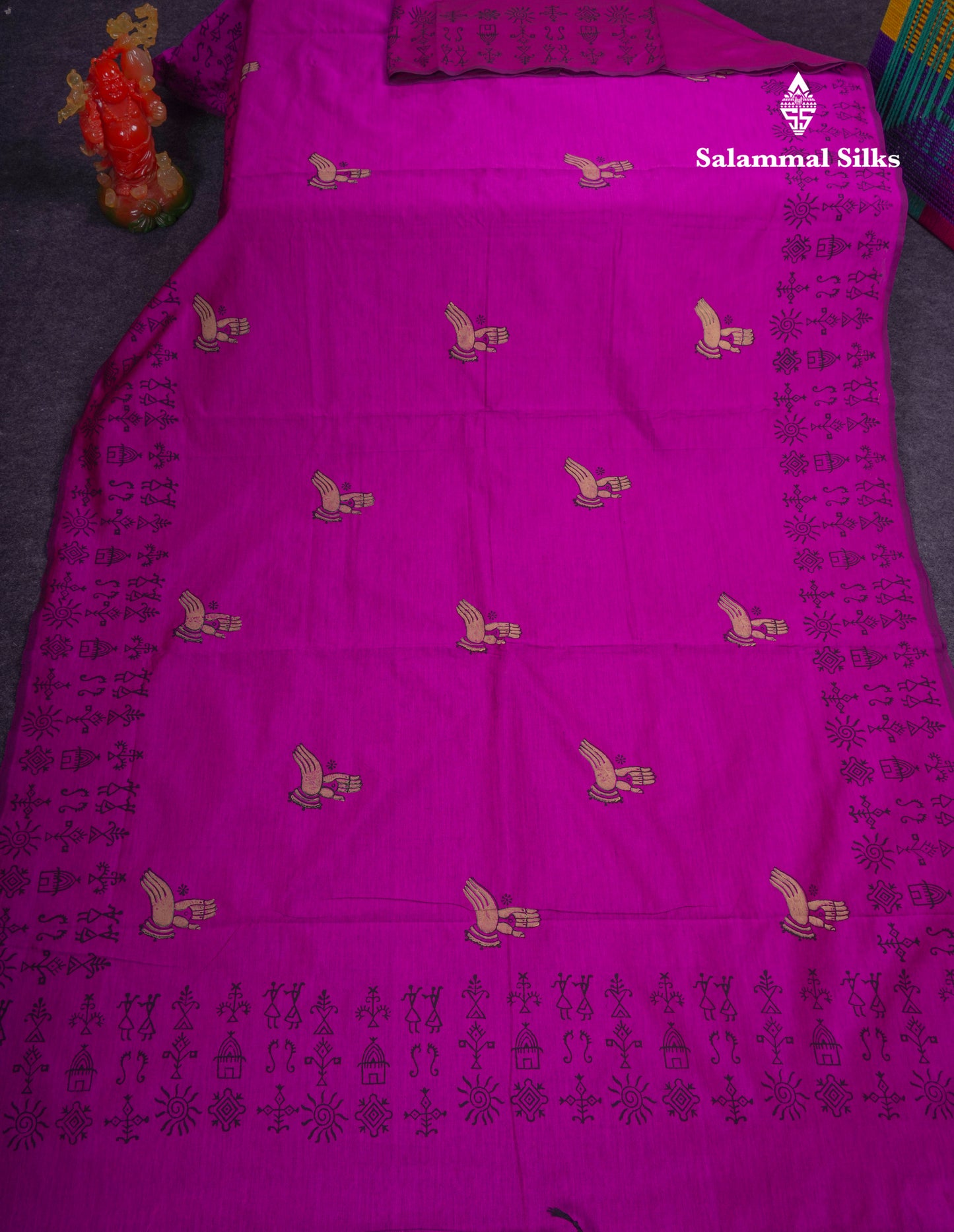 Beautiful Vadamalli South Cotton Printed Saree With Contrast Onion Pink Blouse