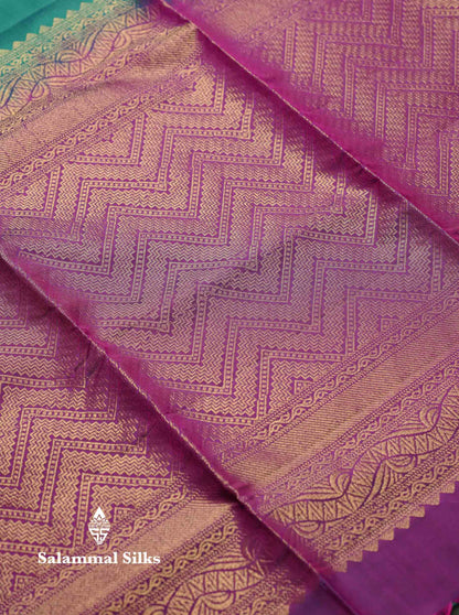 Beautiful Green Pure Mix Kanjivaram Soft Silk Saree With Contrast Grey Fancy Border