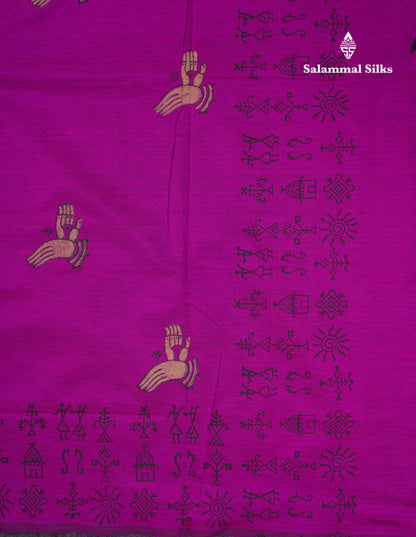 Beautiful Vadamalli South Cotton Printed Saree With Contrast Onion Pink Blouse