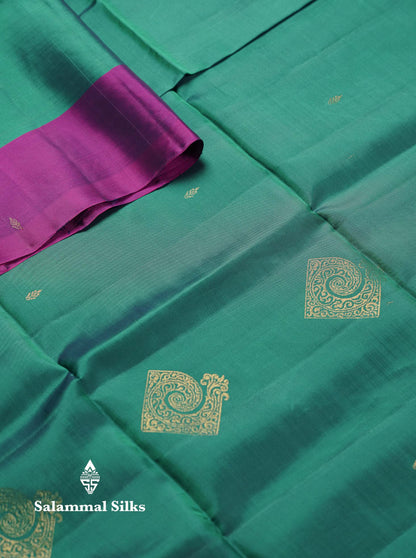 Beautiful Green Pure Mix Kanjivaram Soft Silk Saree With Contrast Grey Fancy Border