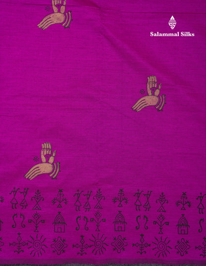 Beautiful Vadamalli South Cotton Printed Saree With Contrast Onion Pink Blouse