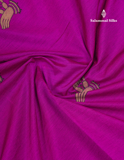 Beautiful Vadamalli South Cotton Printed Saree With Contrast Onion Pink Blouse