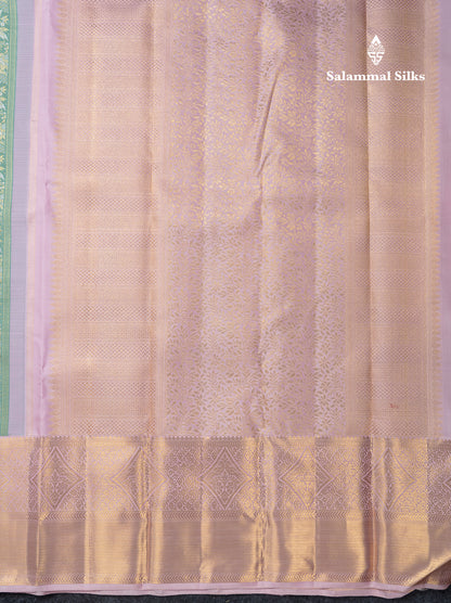Beautiful Pastel Blue Bridal 2G Pure Kanjivaram Silk Saree With Contrast Baby Pink Traditional Evening Morning Border