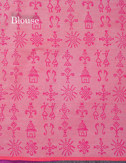 Beautiful Vadamalli South Cotton Printed Saree With Contrast Onion Pink Blouse